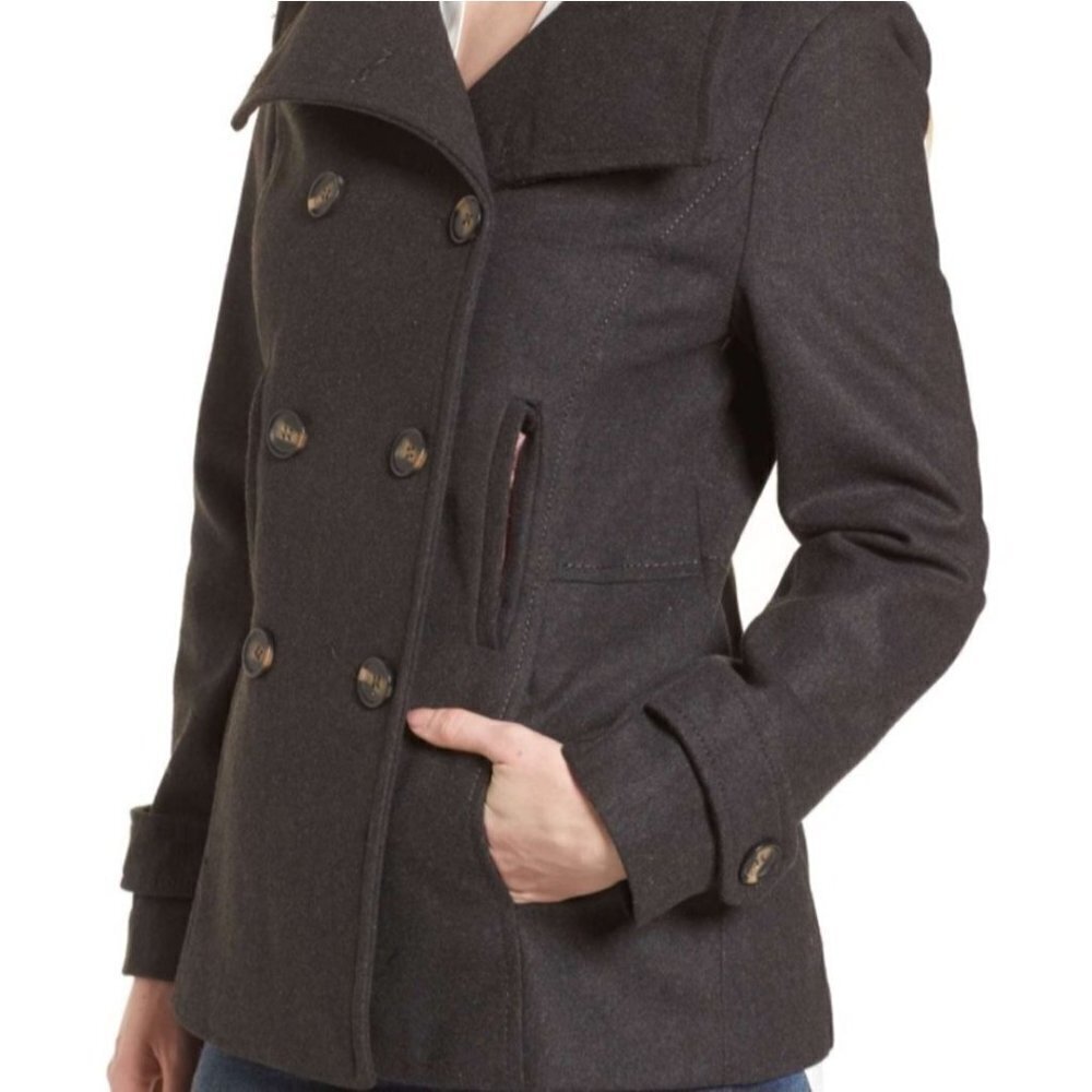 Thread & Supply Gray Double Breasted Peacoat Size M